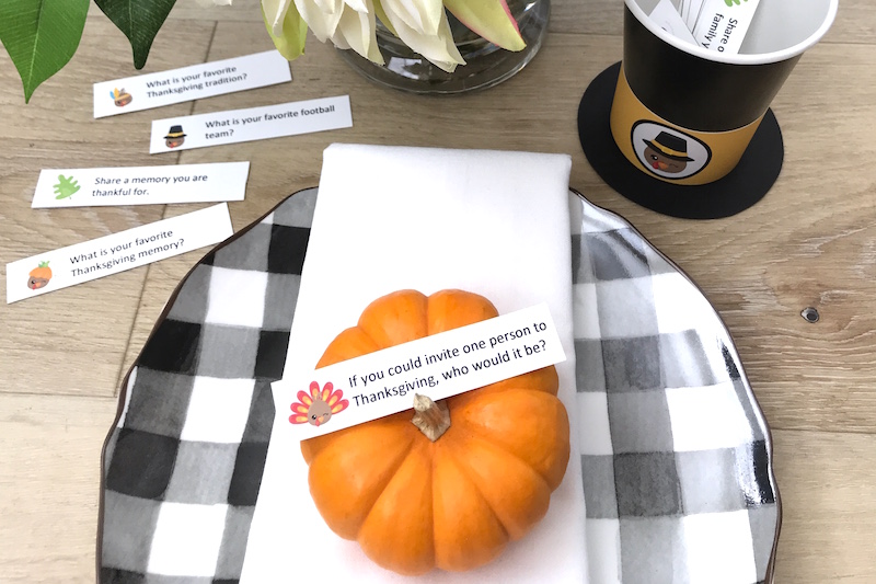 Printable Thanksgiving conversation cards for kids