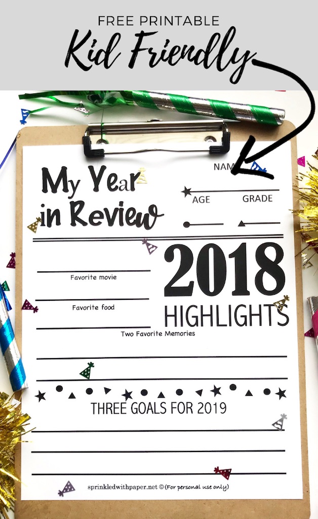 2018 Year in Review Free Printable for Kids Giggles Galore